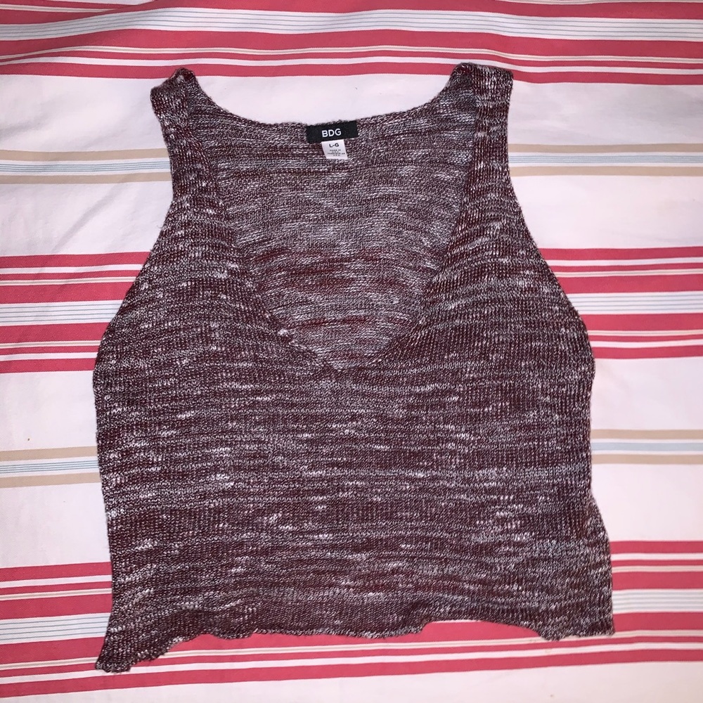 Urban Outfitters BDG Maroon Cropped Knit Tank Sz L
